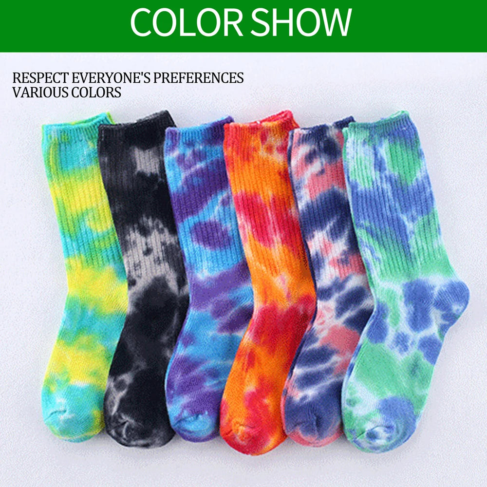 Unisex Antibacterial Tie Dye Cotton Blend Cycling Socks