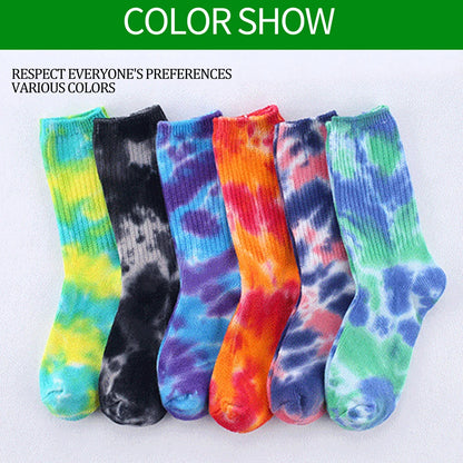 Unisex Antibacterial Tie Dye Cotton Blend Cycling Socks