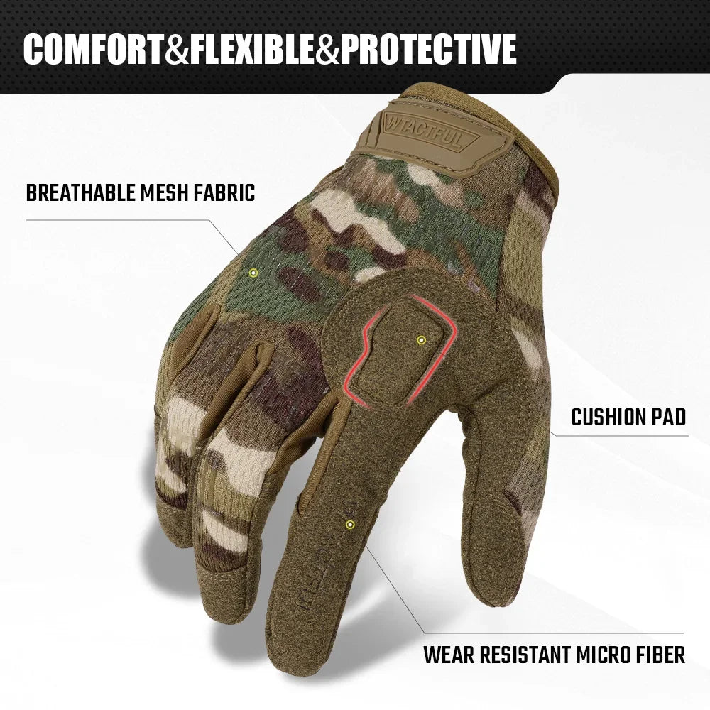 Tactical Full Finger Gloves Touch Screen Breathable Gear Men