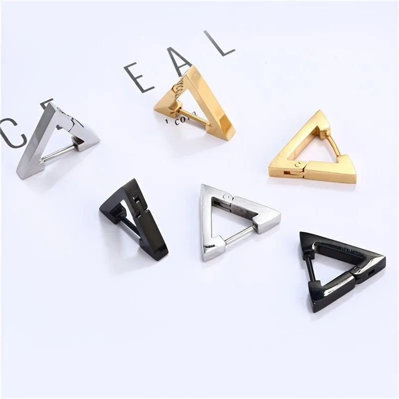 Punk Triangle Earrings for Unisex - Hypoallergenic Stainless Steel Studs for Modern Style and Durability