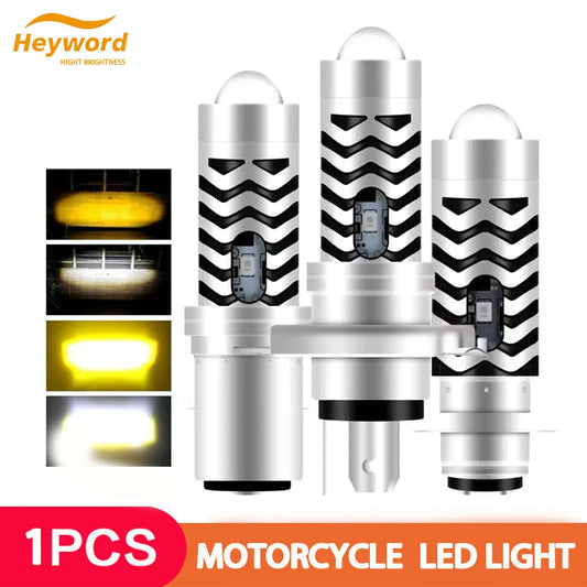 H4 H6 BA20D Dual Color LED Motorcycle Headlight Lamp