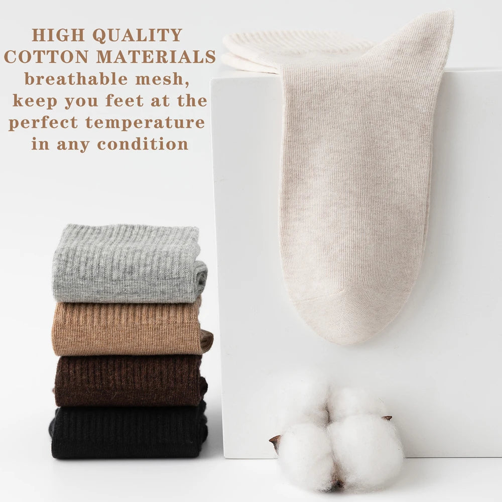 3 Pairs Womens All Season Cotton Cushion Mid Calf Socks