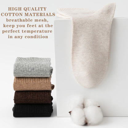 3 Pairs Womens All Season Cotton Cushion Mid Calf Socks