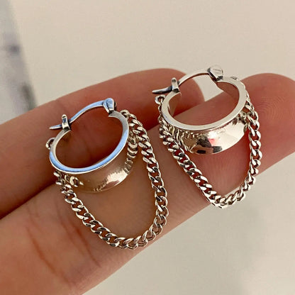 Vintage 925 Sterling Silver Tassel Chain Earrings for Women - Allergy-Free Party Jewelry