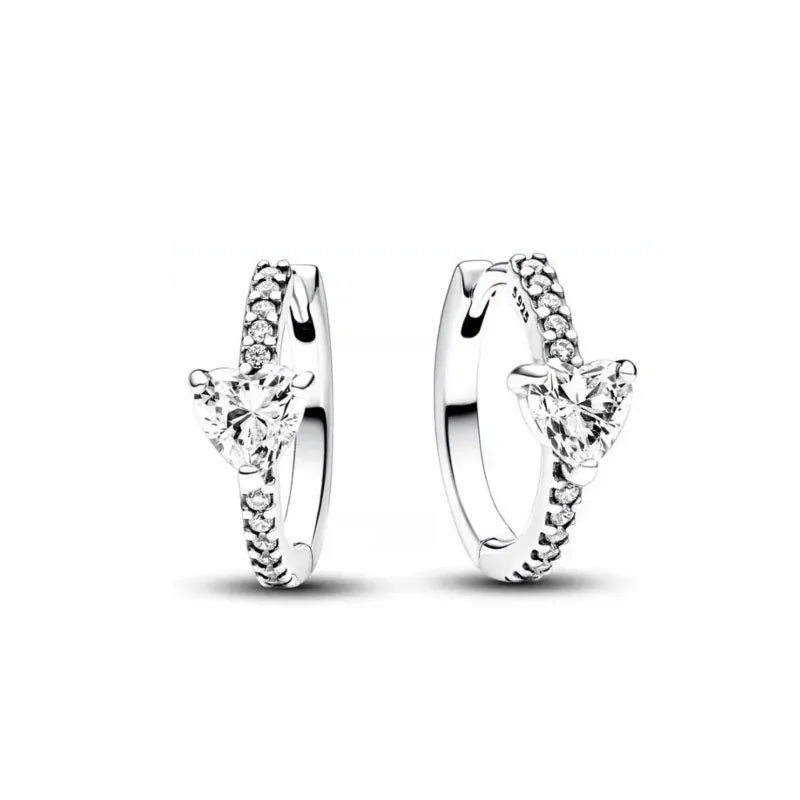 European 925 Silver Moon Snowflake Heart Shaped Stud Earrings for Women Exquisite Holiday Jewelry Gifts