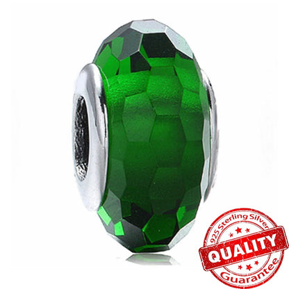 Colorful Flower Murano Glass Charm 925 Sterling Silver Top Rated DIY Jewelry for Bracelets and Necklaces LLZ017-GN