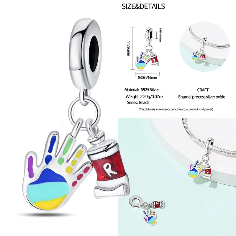 Elegant 925 Sterling Silver School Charm Beads for DIY Bracelet Jewelry
