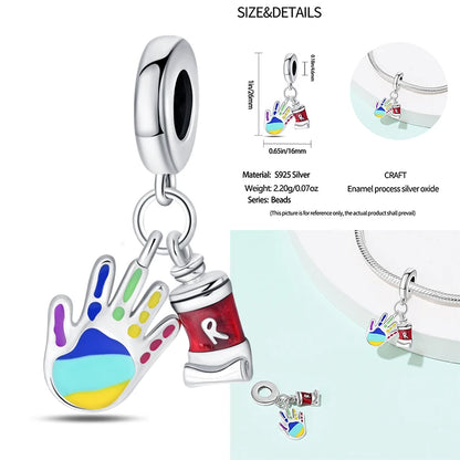 Elegant 925 Sterling Silver School Charm Beads for DIY Bracelet Jewelry