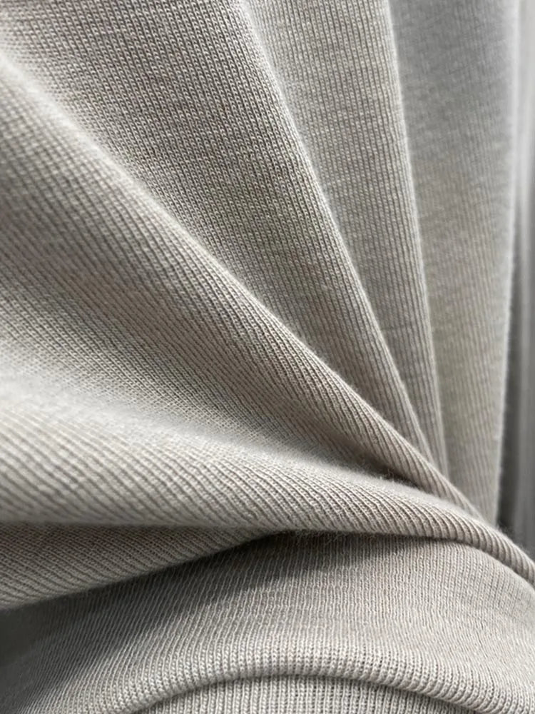 White Cotton Slim Fit Long Sleeve Half Turtleneck Women