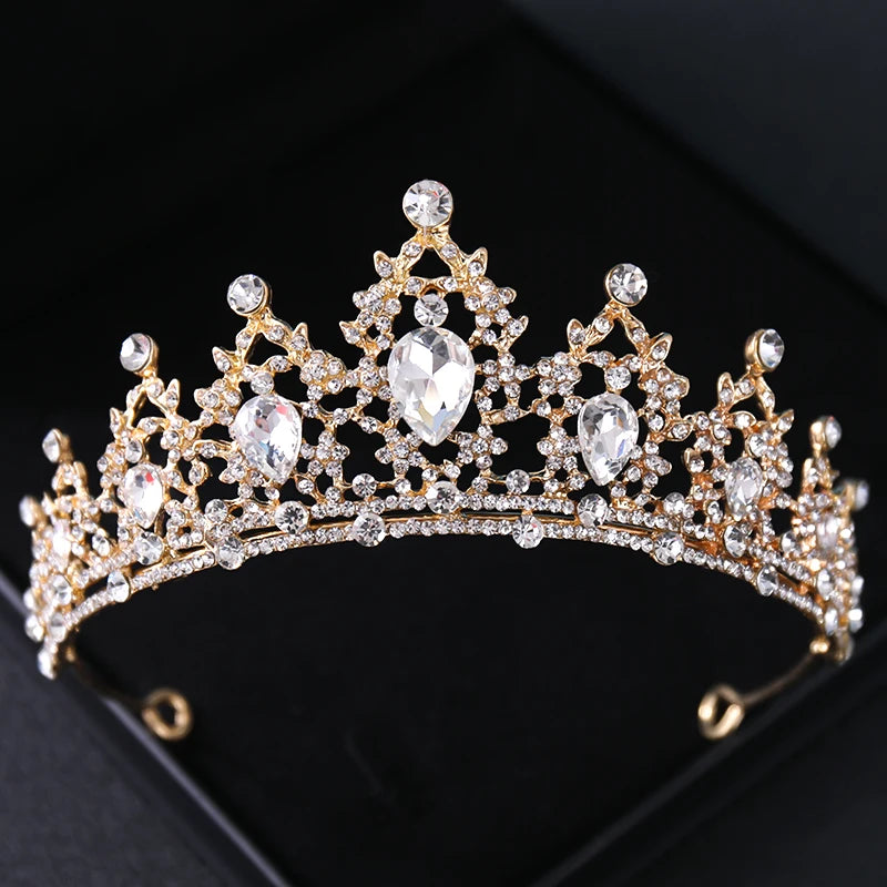 Gold Crystal Bridal Tiara - Top-Rated Rhinestone Headband for Weddings Gold 13