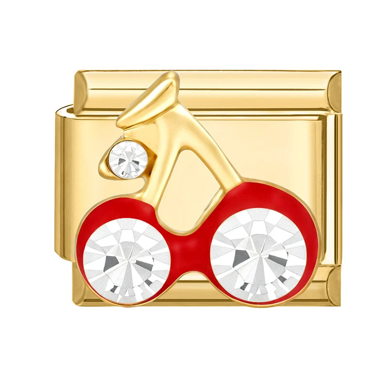 Golden 3D Bow Crown Flowers Pearl Charms for 9mm Italian Bracelet Stainless Steel DIY Jewelry