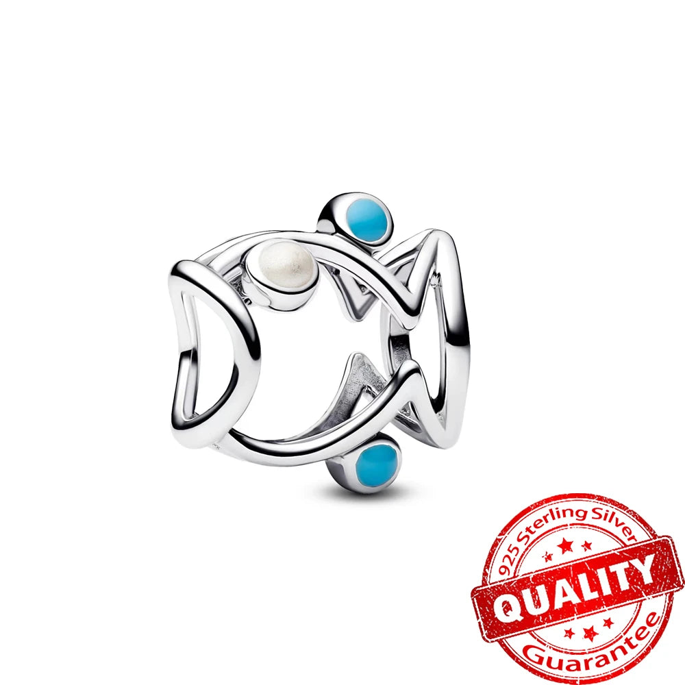 Ocean Series Sterling Silver Starfish and Coral Charm Pendant for Bracelets FCC537