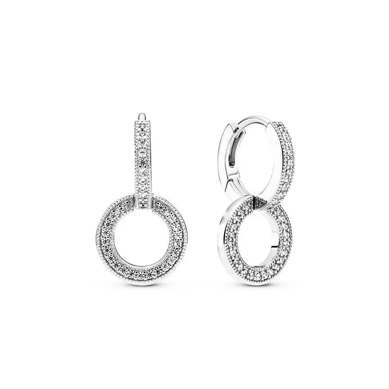 European 925 Silver Blue Snowflake Moon And Heart Zircon Stud Earrings For Women Holiday Exquisite Charm Jewelry