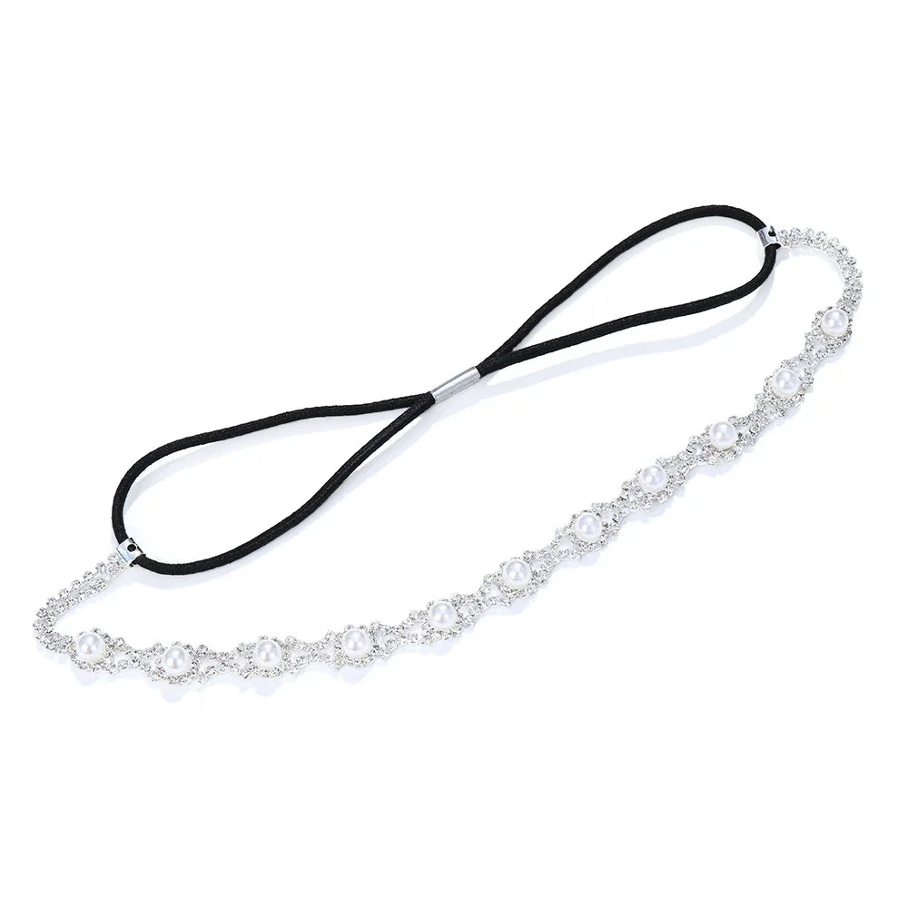 Elegant Bridal Rhinestone Headband with Pearls and Crystal Accents