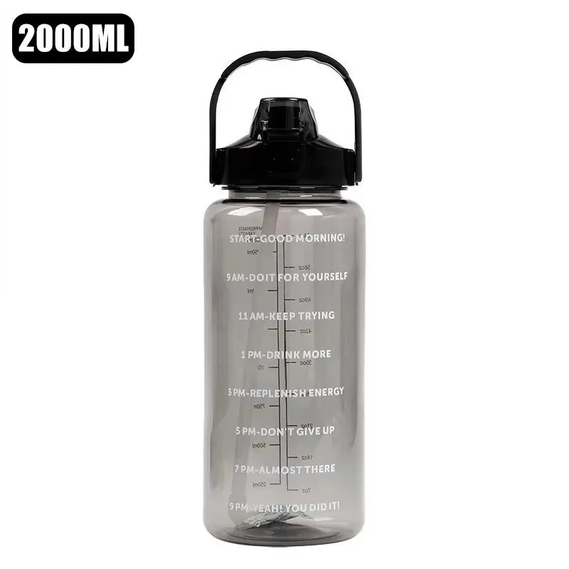 2L Leakproof Sport Water Bottle With Motivational Marks
