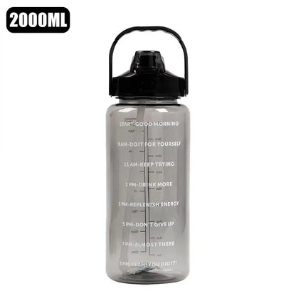 2L Leakproof Sport Water Bottle With Motivational Marks