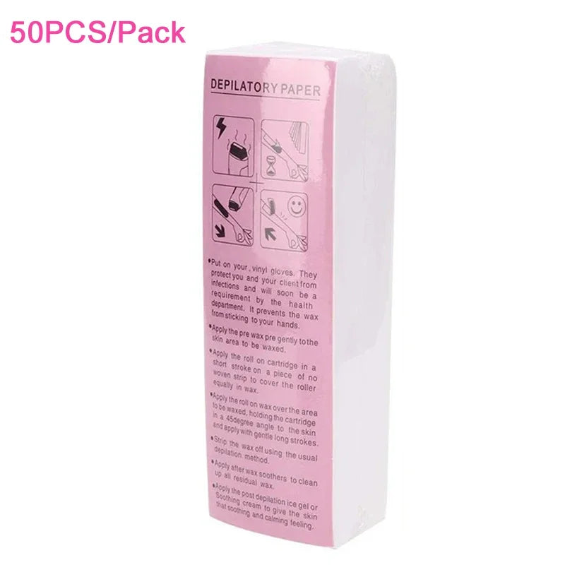 Premium Non-Woven Fabric Waxing Strips for Smooth Leg Hair Removal - Available in 20, 50, 100 Packs