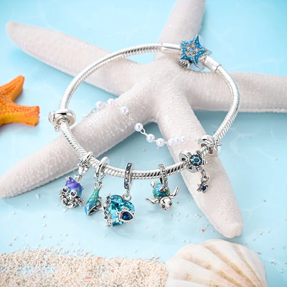 Sterling Silver Ocean-Themed Charm Pendant for Bracelets and Necklaces