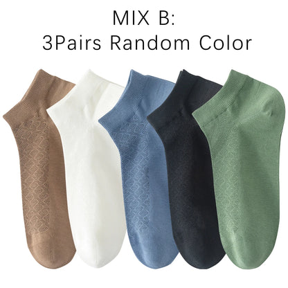 Men Cotton Ankle Socks 3 Pairs Breathable Mesh Lightweight