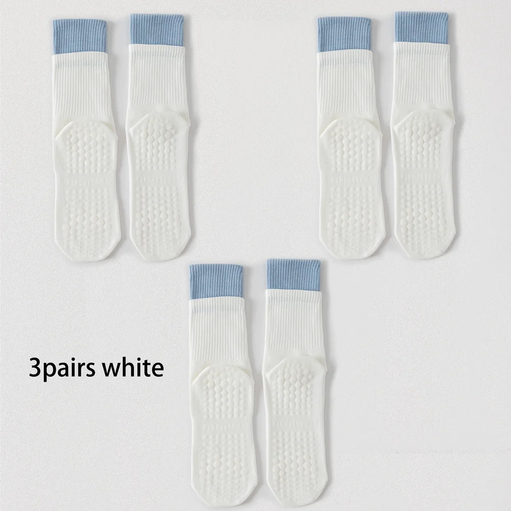 3 Pairs Hot Yoga Ankle Socks Organic Cotton Cushioned