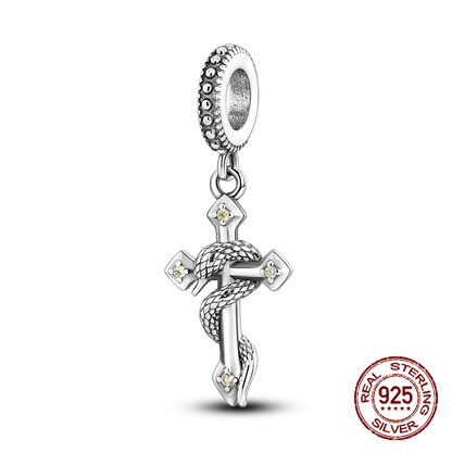 Inlaid Zircon Heart Charm Beads 925 Sterling Silver Dangle for Bracelets SMC3954
