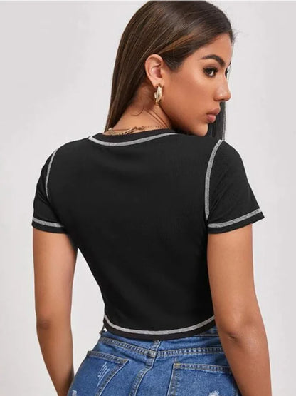 Dozw Women Angel Print Crop Top Slim Fit Tee Summer