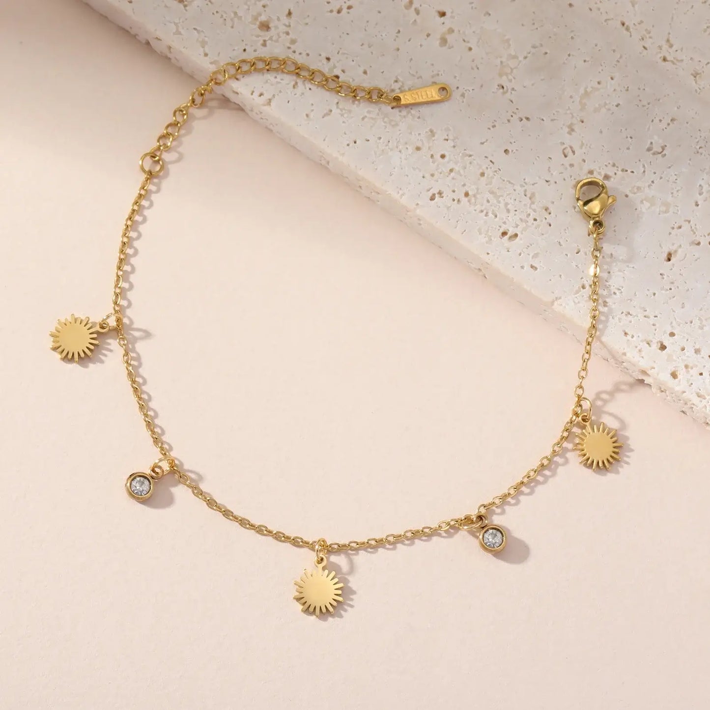Skyrim Sun Zircon Charm Bracelet for Women - Stainless Steel Fashion Jewelry