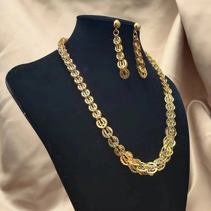 Dubai Gold Color African Jewelry Set for Women and Girls - Elegant Arabic Indian Wedding Necklace and Earrings