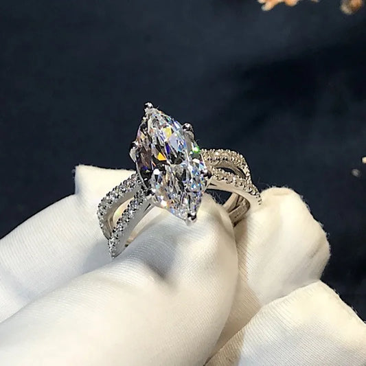 Promise Marquise Cut 3ct Simulated Diamond Engagement Ring in Sterling Silver for Women