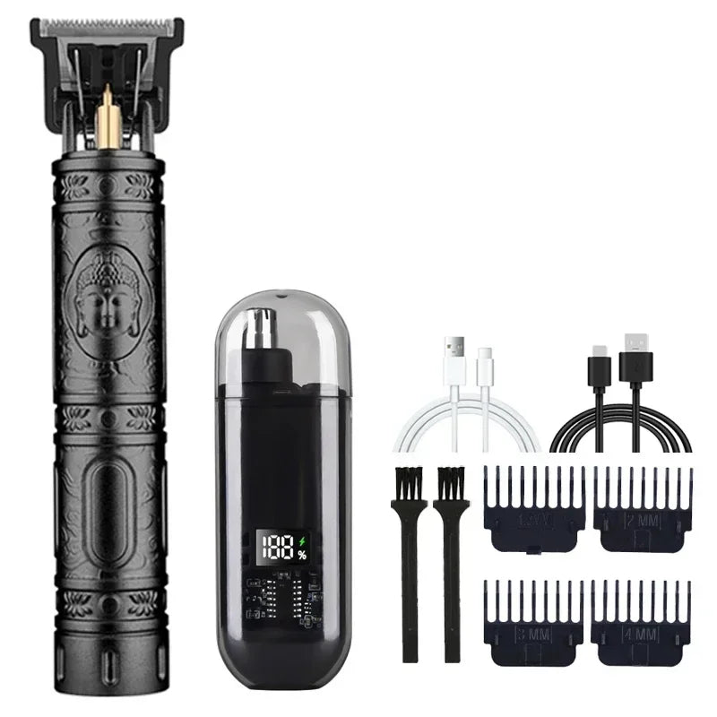 Vintage T9 Precision Hair Clipper with USB Charging and Portable Shaving Function