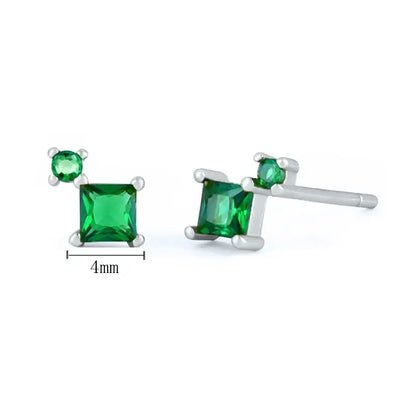 925 Sterling Silver Tiny Stud Earrings Colorful Crystal Luxury Jewelry LN1055-2-3