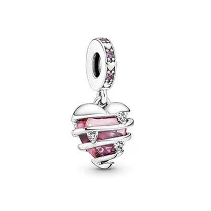 Pink Hot Air Balloon Daisy Murano Glass Charm for European Silver Bracelet SS0391