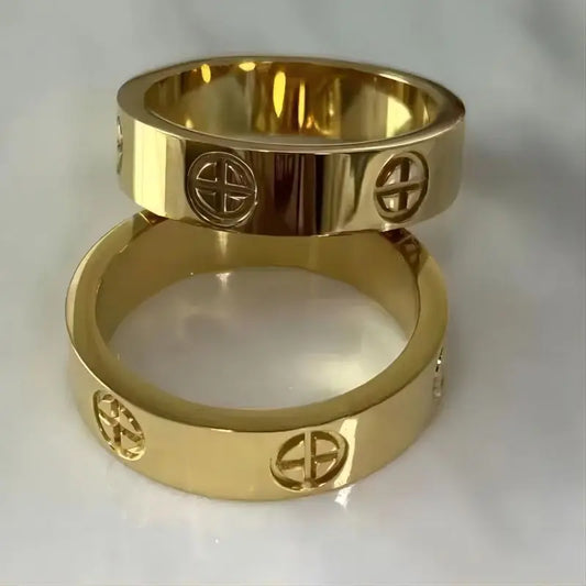 Luxurious Gold Stainless Steel Cross Rings for Couples – Timeless Wedding Jewelry Gift