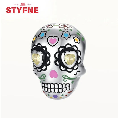 S925 Silver Luminous Zombie Skeleton Charm Bead Dangle