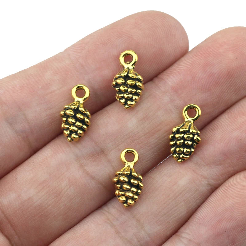 Versatile 3D Pine Cone Charms for DIY Jewelry Making, Set of 20 in Four Elegant Colors