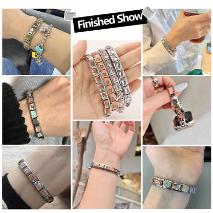 Y2K Green Series Italian Charm Bracelet Links with Camera Woods Flowers Designs in Stainless Steel