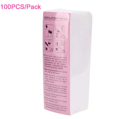 Nonwoven Hair Removal Wax Strips for Body and Legs - Epilator Depilation Tape Roll, 20 or 100 Pack
