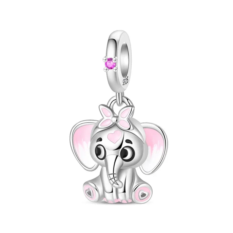 925 Sterling Silver Colorful Elephant Animal Charms for DIY Jewelry Necklace Bracelet Gifts