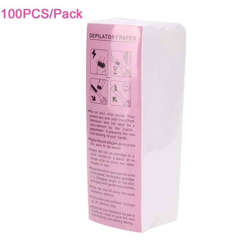 Premium Non-Woven Fabric Waxing Strips for Smooth Leg Hair Removal - Available in 20, 50, 100 Packs
