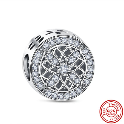 Fit Pantaro 925 Sterling Silver Bracelet with Snowflake Moon Sun Charms and Sparkling Beads N491