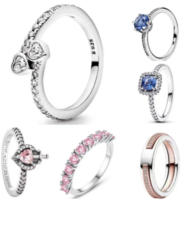 925 Sterling Silver Luxury Crystal Wedding Rings for Women Sizes 6 to 9 Trendy Zircon Jewelry Accessories