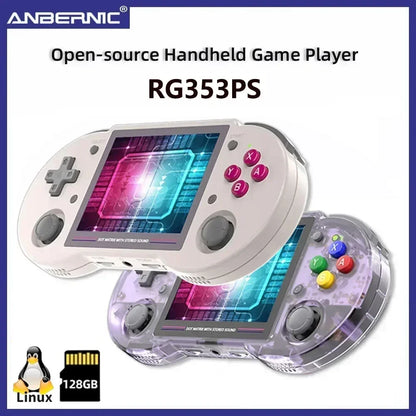RG353PS Retro Handheld Game Console 3.5 Inch IPS Screen Linux RK3566 Chip 128GB TF Card Preinstalled 20000 Games