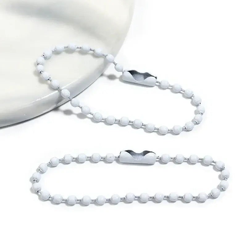 100Pcs Lot 10Cm Iron Colorful Ball Bead Chain for DIY Jewelry Making white