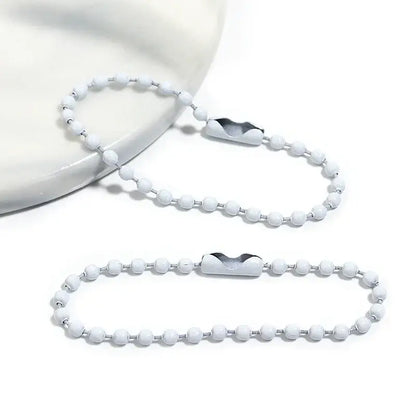100Pcs Lot 10Cm Iron Colorful Ball Bead Chain for DIY Jewelry Making white