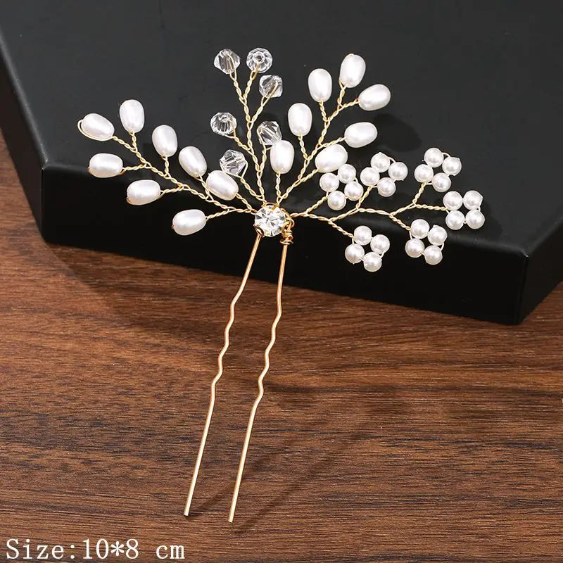 Elegant Pearl Rhinestone Flower Hair Pins for Women Wedding Accessories