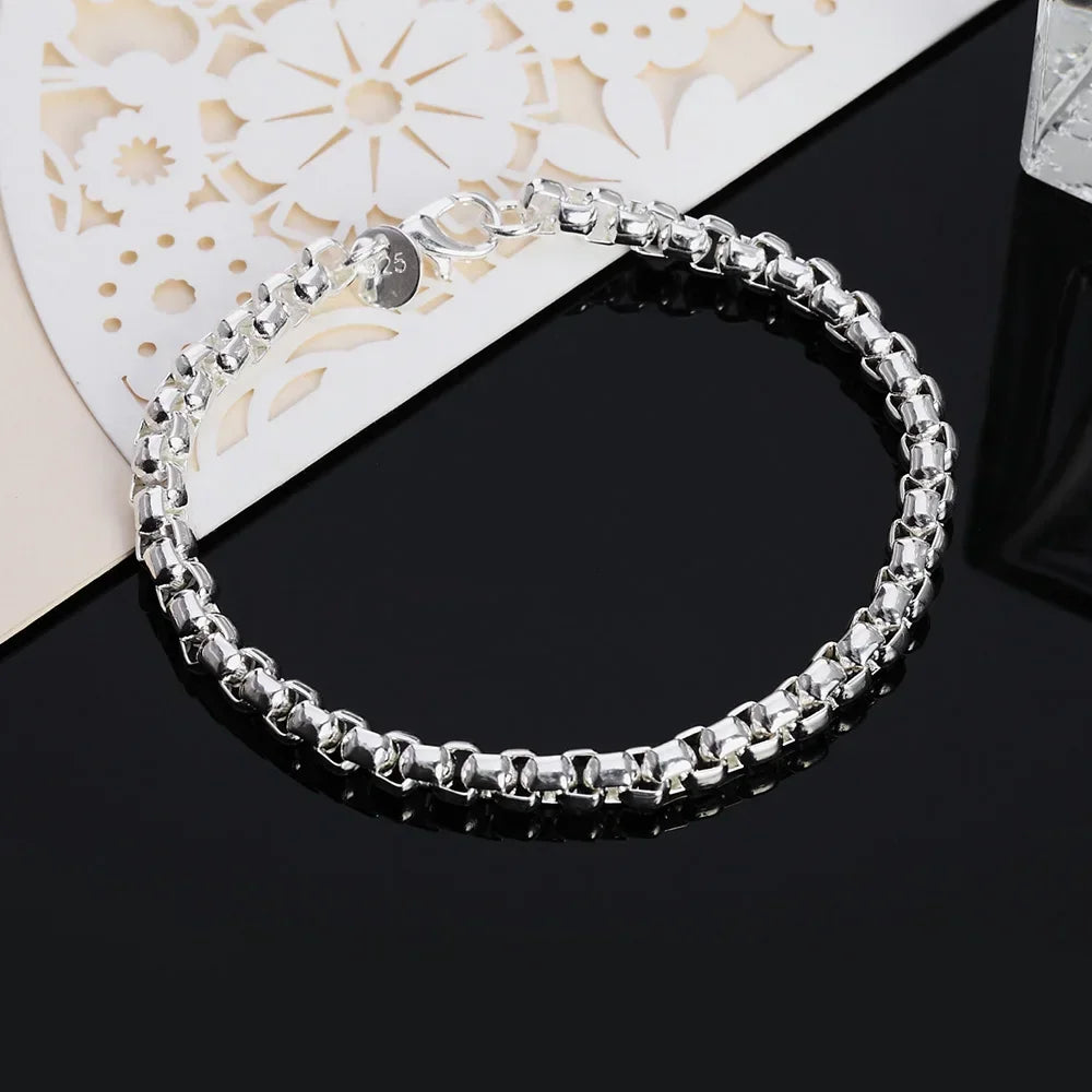 Retro Silver Plated Chain Necklace and Bracelet Set for Men and Women Perfect for Weddings and Engagements