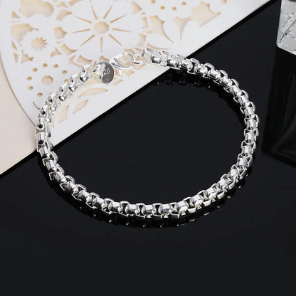 Retro Silver Plated Chain Necklace and Bracelet Set for Men and Women Perfect for Weddings and Engagements