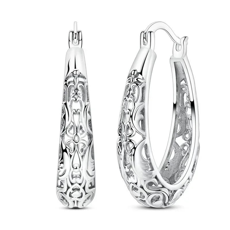 Luxury Colorful 925 Sterling Silver Hoop Earrings with Zircon Heart and Apple Pendants Birthday Gift for Women