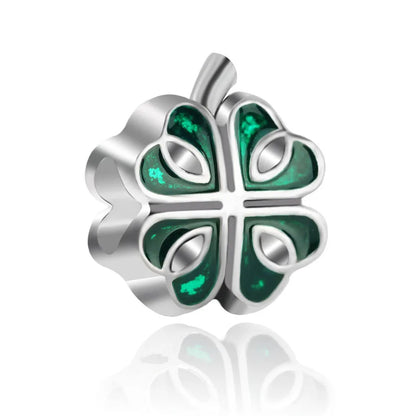 925 Sterling Silver Green Clover Pendant for European Bracelet Charms Women Jewelry B2454