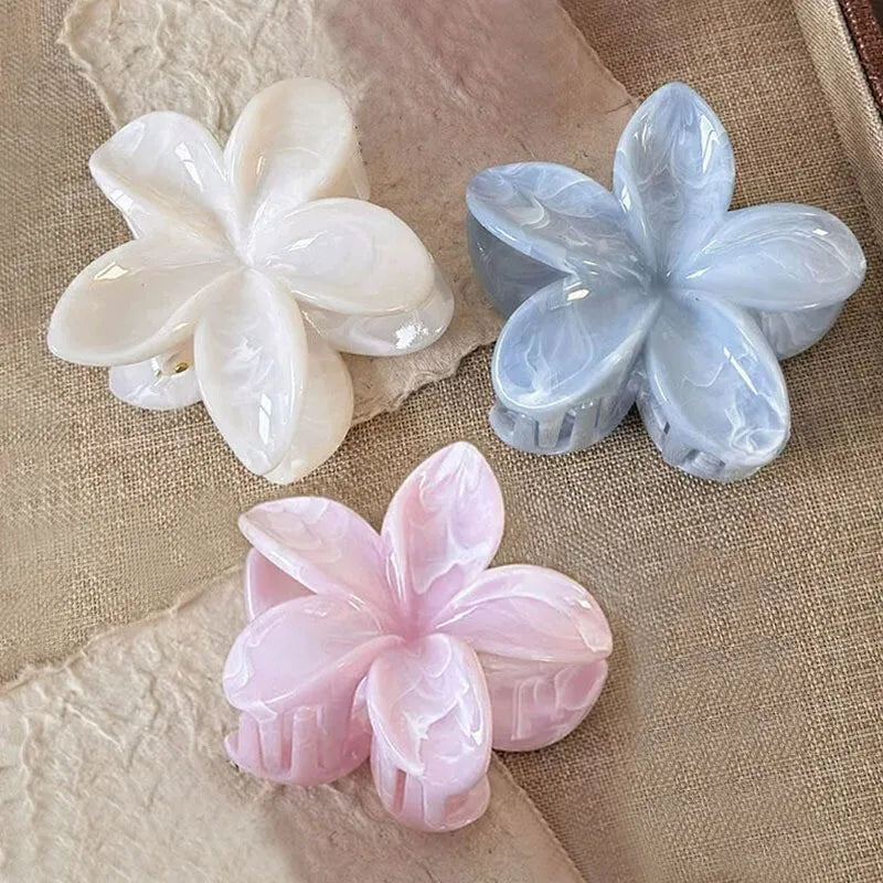 Korean Hawaiian Floral Hair Claw Clips for Women - Trendy Beach Hair Accessories